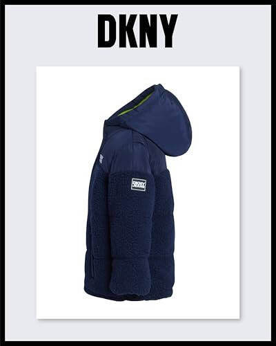 DKNY Toddler Boys Jacket - Heavyweight Polar Fleece Lined Sherpa Layette Bubble Puffer Jacket - Infant Winter Jacket (12M-4T) - 5