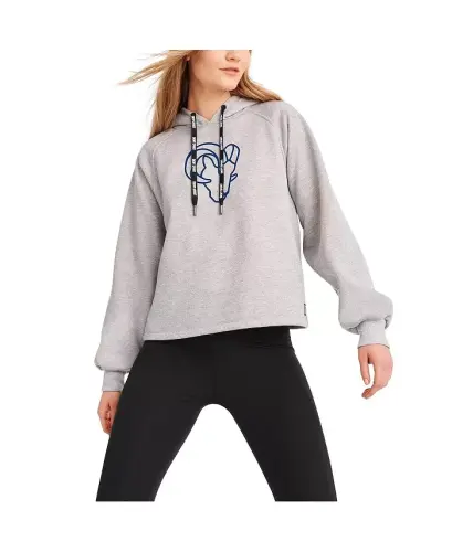 DKNY Women's Heather Gray Los Angeles Rams Debbie Dolman Raglan Pullover Hoodie - 1