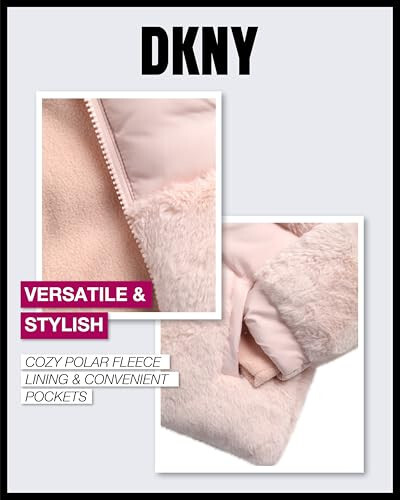 DKNY Yenidoğan, Bebek, Kız Çocuk Kışlık Mont- Kızlar İçin Polarkenet Astarlı Kapüşonlu Vatkalı Kabarcık Puffer Mont (12A-4Y) - 4