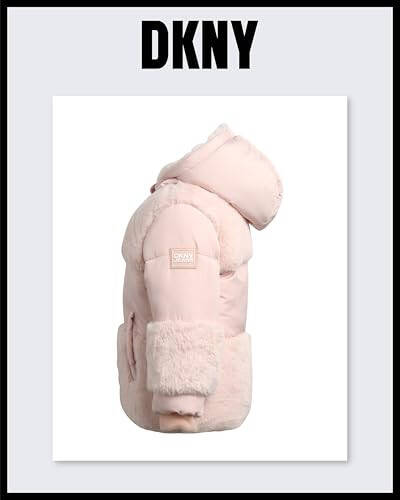 DKNY Yenidoğan, Bebek, Kız Çocuk Kışlık Mont- Kızlar İçin Polarkenet Astarlı Kapüşonlu Vatkalı Kabarcık Puffer Mont (12A-4Y) - 6