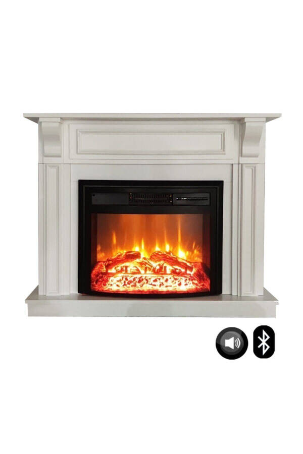 Dlc Mikanos Electric Fireplace with Sound Effects and Bluetooth, White - 1