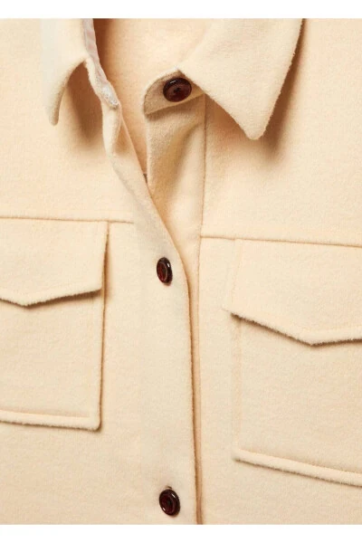 Длинная шерстяная куртка-рубашка - 5