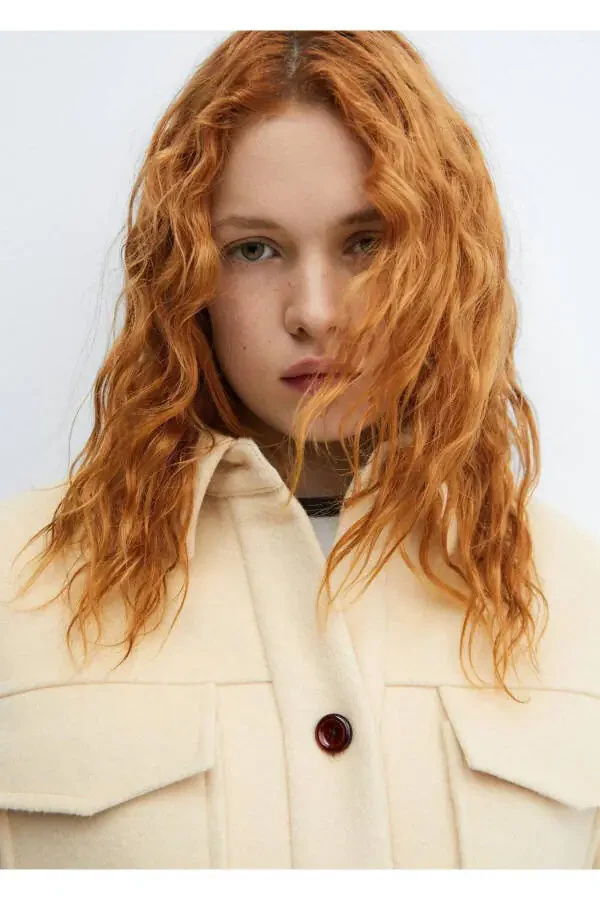 Длинная шерстяная куртка-рубашка - 7