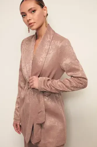 Длинное пальто с поясом - ВИЗОН - SATEEN (1)