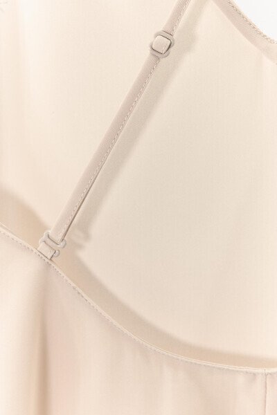 Длинное платье-халат с множеством карманов - бежево-розовый - 8