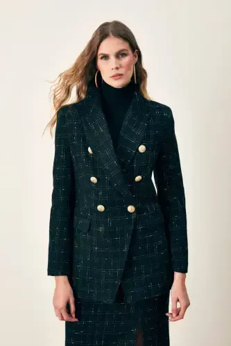 Длинный блестящий пиджак - Черный - SATEEN (1)