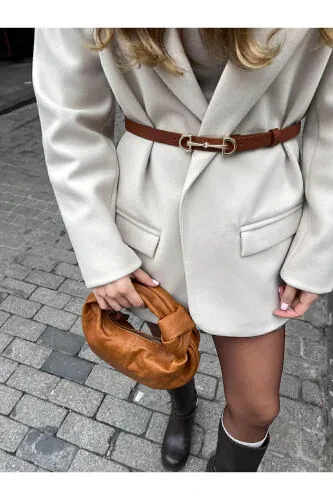 Длинный ремень с двойной пряжкой 2 см Таба - TINA (1)