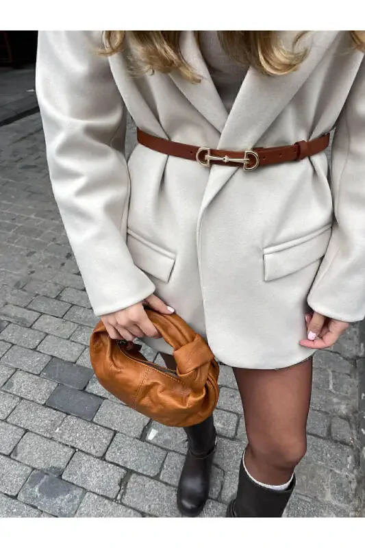 Длинный ремень с двойной пряжкой 2 см Таба - 2