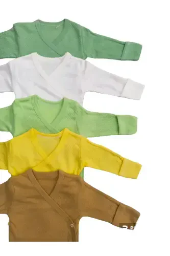 Длинный рукав, боди с запахом на кнопках со встроенными варежками (5 шт. в упаковке) - КРЕМ - BEBEDINO (1)