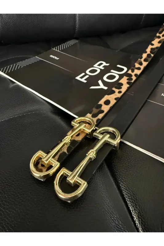 Длинный тонкий женский ремень с золотой пряжкой под леопарда, ремень для куртки, ремень для рубашки, ремень для платья - черный - FIORI