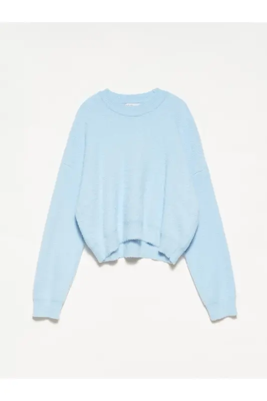 DLVN 10276 BICYCLE COLLAR SOFT TEXTURED SWEATER - BLUE-Blue - DILVIN