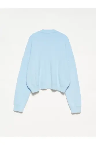 DLVN 10276 BICYCLE COLLAR SOFT TEXTURED SWEATER - BLUE-Blue - DILVIN (1)