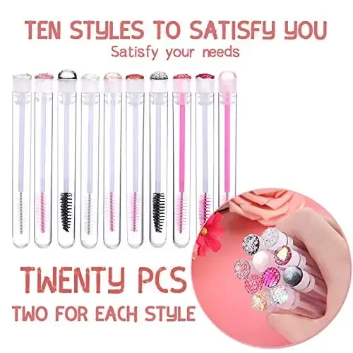 Dming 20 Pieces Eyelashes Brush Container Disposable Mascara Bruush Wand Case Lash Spoolies Tube Spoolie Holder Makeup Brush for Eyelash Extension Mix - DMING (1)