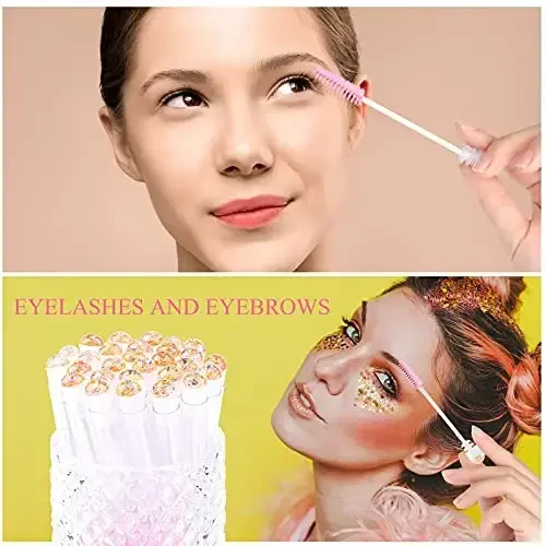 Dming 20pcs Eyelash brush Lash Wand Makeup tool Eyelash Extension supplies Cleaning brush Diamond Mascara foil pink - 4