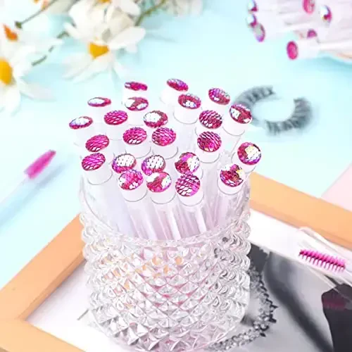 Dming 20pcs Lash brush tube Mascara spoolie Lash tubes Mascara wand tube Makeup diamond brushscale d pink - 7