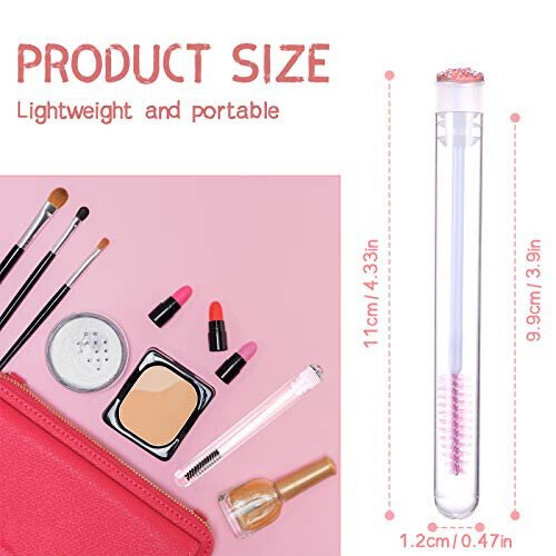 Dming 20 Pieces Disposable Mascara Brushes Eyelash Brush Lash Wand Diamond Mascara Wands with Tube Makeup Tool Lash Spoolies Sanitary Brushes Lash Extension Supplies (tube scale l pink 20) - Dming (1)