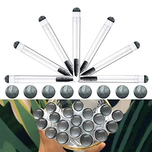 Dming 20 Pieces Disposable Mascara Brushes Eyelash Brush Lash Wand Diamond Mascara Wands with Tube Makeup Tool Lash Spoolies Sanitary Brushes Lash Extension Supplies (tube sky black 20) - 1