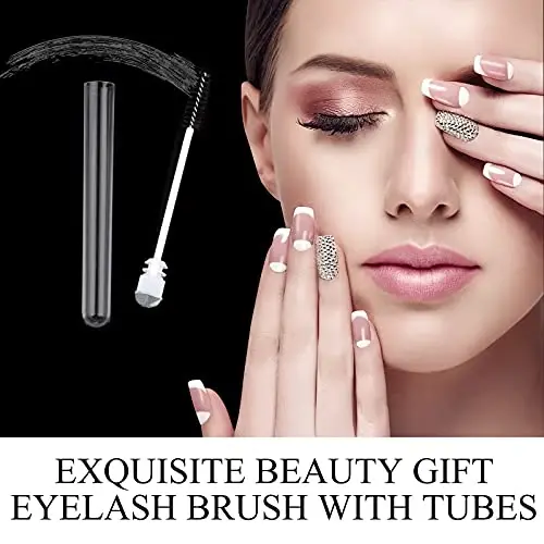 Dming 20 Pieces Disposable Mascara Brushes Eyelash Brush Lash Wand Diamond Mascara Wands with Tube Makeup Tool Lash Spoolies Sanitary Brushes Lash Extension Supplies (tube sky black 20) - 3