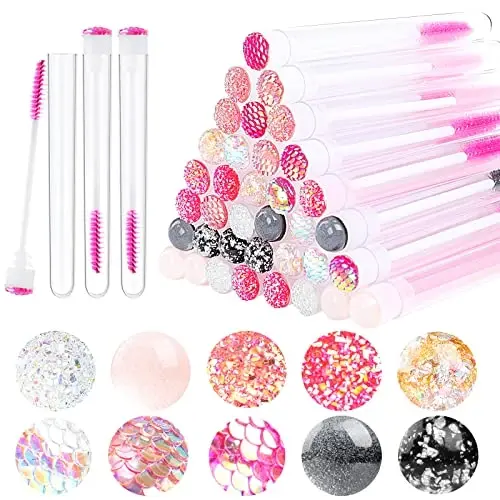 Dming 20 Pieces Eyelashes Brush Container Disposable Mascara Bruush Wand Case Lash Spoolies Tube Spoolie Holder Makeup Brush for Eyelash Extension Mix - 3