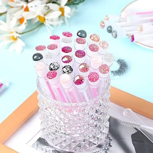 Dming 20 Pieces Eyelashes Brush Container Disposable Mascara Bruush Wand Case Lash Spoolies Tube Spoolie Holder Makeup Brush for Eyelash Extension Mix - 5