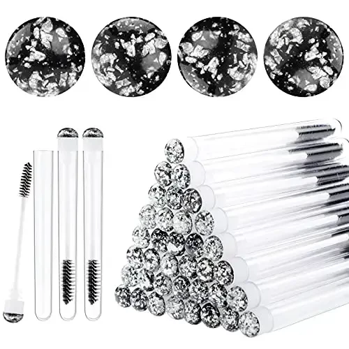 Dming 20pcs Eyelash brush Lash Wand Makeup tool Eyelash Extension supplies Cleaning brush Diamond Mascara foil black 