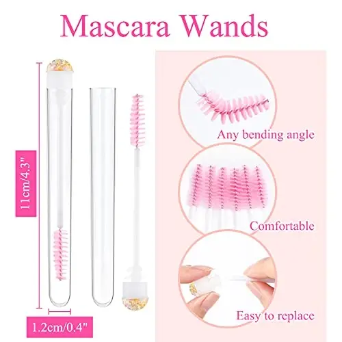 Dming 20pcs Eyelash brush Lash Wand Makeup tool Eyelash Extension supplies Cleaning brush Diamond Mascara foil pink - DMING (1)