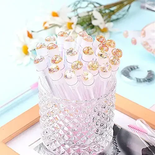 Dming 20pcs Eyelash brush Lash Wand Makeup tool Eyelash Extension supplies Cleaning brush Diamond Mascara foil pink - 5