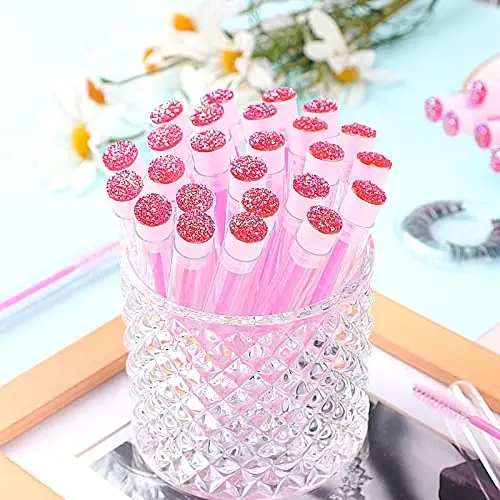 Dming 20pcs Eyelash brush Lash Wand Makeup tool Eyelash Extension supplies Cleaning brush Diamond Mascara star d pink - 5