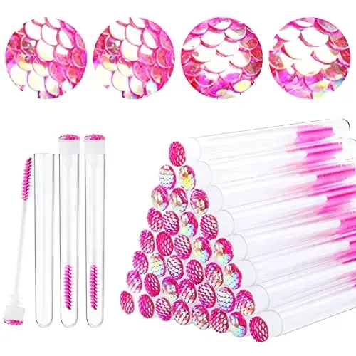 Dming 20pcs Lash brush tube Mascara spoolie Lash tubes Mascara wand tube Makeup diamond brushscale d pink - DMING