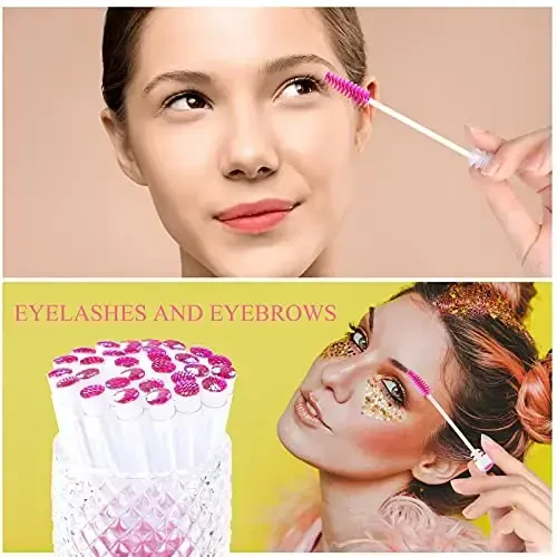 Dming 20pcs Lash brush tube Mascara spoolie Lash tubes Mascara wand tube Makeup diamond brushscale d pink - 4