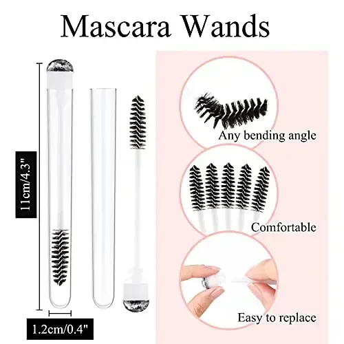 Dming 50pcs Eyelash brush Lash Wand Makeup tool Eyelash Extension supplies Cleaning brush Diamond Mascara foil black - DMING (1)