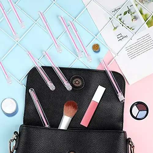 Dming 50pcs Eyelash brush Lash Wand Makeup tool Eyelash Extension supplies Cleaning brush Diamond Mascara sky pink - 5