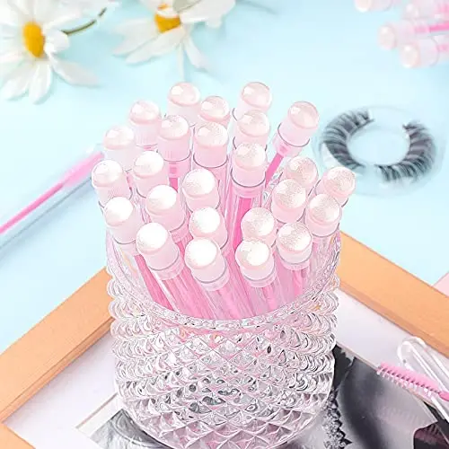 Dming 50pcs Eyelash brush Lash Wand Makeup tool Eyelash Extension supplies Cleaning brush Diamond Mascara sky pink - 6