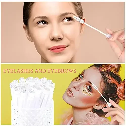 Dming 50pcs Eyelash brush Lash Wand Makeup tool Eyelash Extension supplies Cleaning brush Diamond Mascara star white - 4