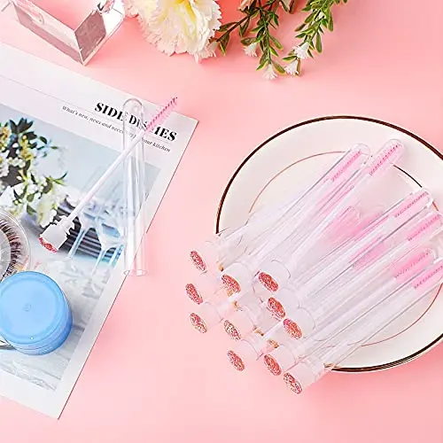 Dming 50pcs Eyelash brush Lash Wand Makeup tool Eyelash Extension supplies Cleaning brush Diamond Mascara star l pink - 6