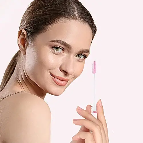 Dming 50 Pieces Disposable Mascara Brushes Eyelash Brush Lash Wand Diamond Mascara Wands with Tube Makeup Tool Lash Spoolies Sanitary Brushes Lash Extension Supplies (tube scale l pink 50) - 5