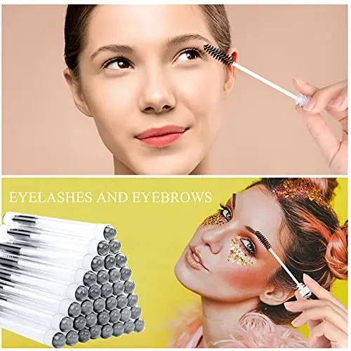 Dming 50 Pieces Disposable Mascara Brushes Eyelash Brush Lash Wand Diamond Mascara Wands with Tube Makeup Tool Lash Spoolies Sanitary Brushes Lash Extension Supplies (tube sky black 50) - 5