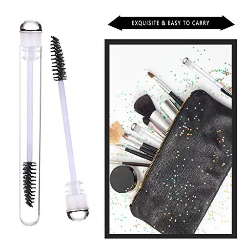 Dming 50 Pieces Disposable Mascara Brushes Eyelash Brush Lash Wand Diamond Mascara Wands with Tube Makeup Tool Lash Spoolies Sanitary Brushes Lash Extension Supplies (tube sky black 50) - 6