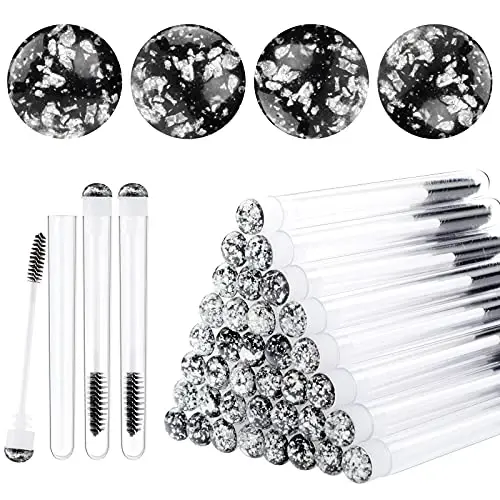 Dming 50pcs Eyelash brush Lash Wand Makeup tool Eyelash Extension supplies Cleaning brush Diamond Mascara foil black 