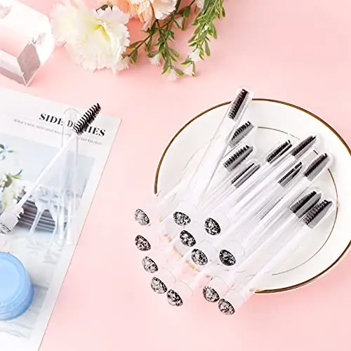 Dming 50pcs Eyelash brush Lash Wand Makeup tool Eyelash Extension supplies Cleaning brush Diamond Mascara foil black - 6
