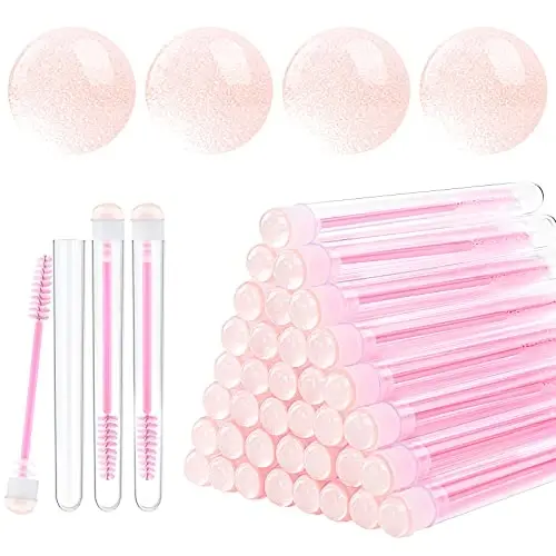 Dming 50pcs Eyelash brush Lash Wand Makeup tool Eyelash Extension supplies Cleaning brush Diamond Mascara sky pink - 1
