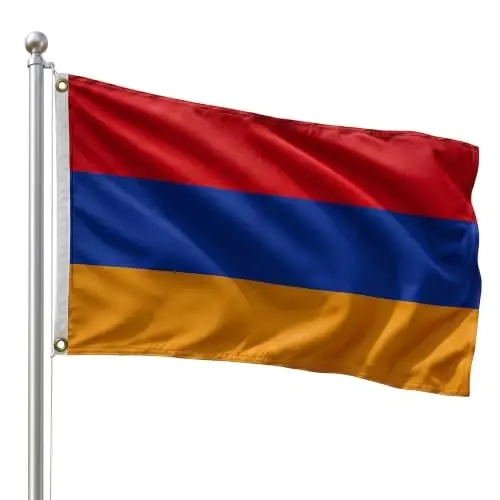 DMSE Armenia National Flag, 2ft x 3ft - Fade-Resistant Outdoor & Indoor Flag - Quad-Stitched Fly End & Heavy-Duty Brass Grommets (2ft x 3ft) - 1