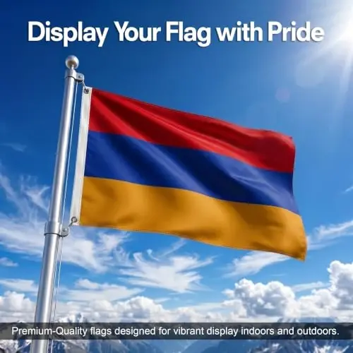 DMSE Armenia National Flag, 2ft x 3ft - Fade-Resistant Outdoor & Indoor Flag - Quad-Stitched Fly End & Heavy-Duty Brass Grommets (2ft x 3ft) - DMSE Wholesale (1)
