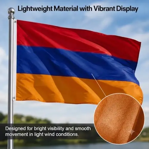 DMSE Armenia National Flag, 2ft x 3ft - Fade-Resistant Outdoor & Indoor Flag - Quad-Stitched Fly End & Heavy-Duty Brass Grommets (2ft x 3ft) - 6