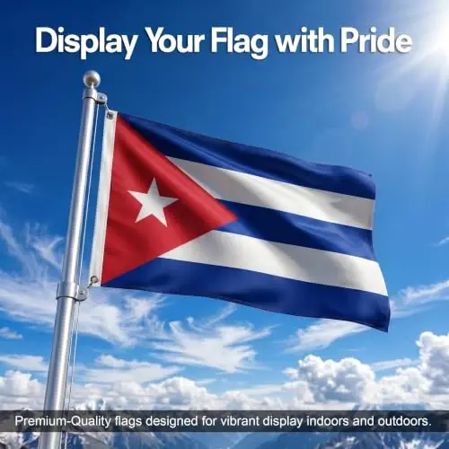 DMSE Cuba National Flag, 3ft x 5ft - Fade-Resistant Outdoor & Indoor Flag - Quad-Stitched Fly End & Heavy-Duty Brass Grommets (3ft x 5ft) - 2