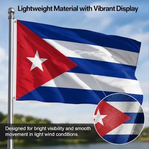 DMSE Cuba National Flag, 3ft x 5ft - Fade-Resistant Outdoor & Indoor Flag - Quad-Stitched Fly End & Heavy-Duty Brass Grommets (3ft x 5ft) - 6