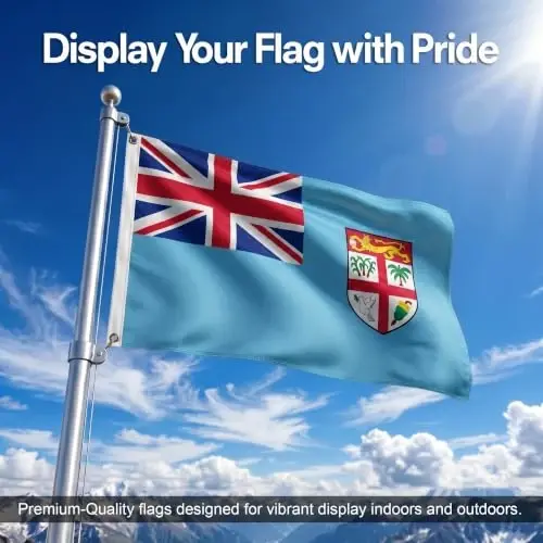 DMSE Fiji National Flag, 3ft x 5ft - Fade-Resistant Outdoor & Indoor Flag - Quad-Stitched Fly End & Heavy-Duty Brass Grommets (3ft x 5ft) - DMSE Wholesale (1)