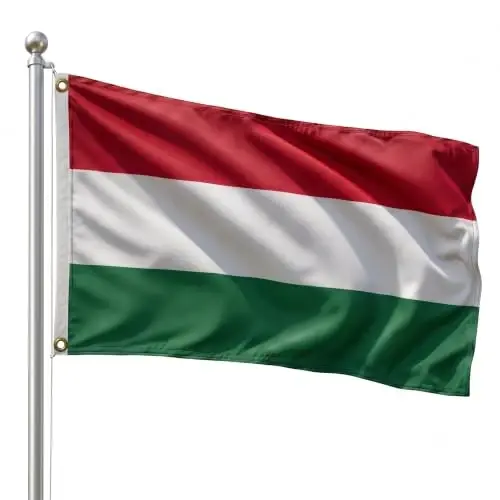 DMSE Hungary National Flag, 2ft x 3ft - Fade-Resistant Outdoor & Indoor Flag - Quad-Stitched Fly End & Heavy-Duty Brass Grommets (2ft x 3ft) - 1