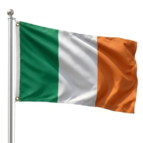 DMSE Ireland National Flag, 2ft x 3ft - Fade-Resistant Outdoor & Indoor Flag - Quad-Stitched Fly End & Heavy-Duty Brass Grommets (2ft x 3ft) - 1