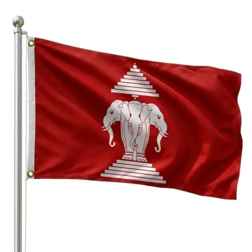 DMSE Laos National Flag, 2ft x 3ft - Fade-Resistant Outdoor & Indoor Flag - Quad-Stitched Fly End & Heavy-Duty Brass Grommets (2ft x 3ft) - 1